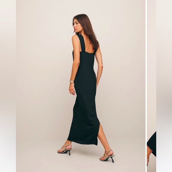 Reformation vea black square neck midi maxi dress size 8 - Picture 2 of 3
